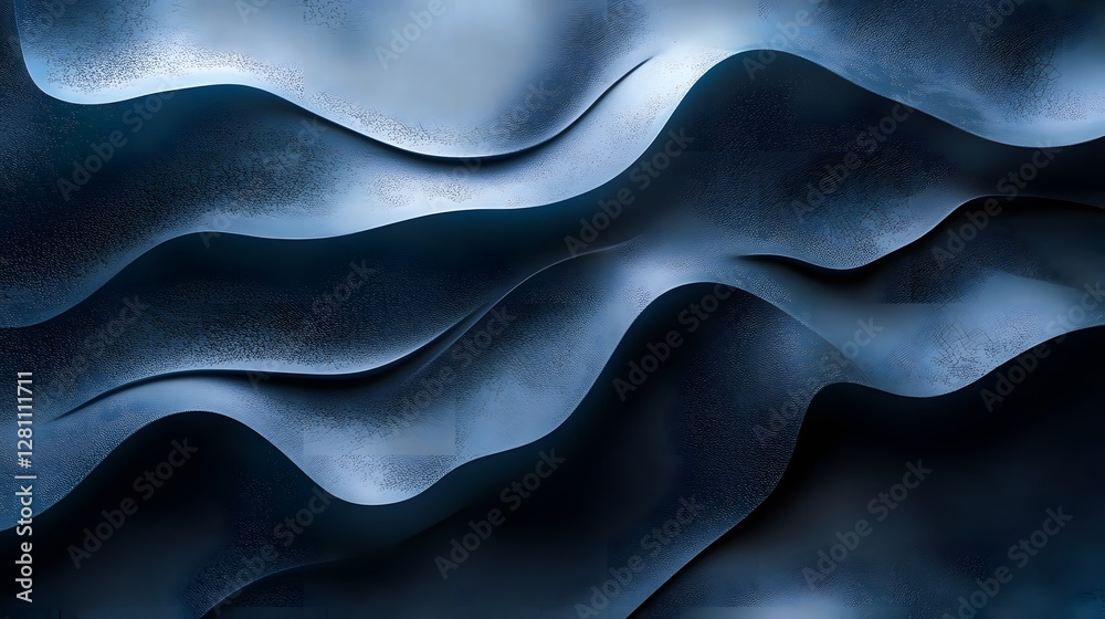 Poster abstract digital artwork showcasing serene blue waves. a smooth texture creates depth and visual int