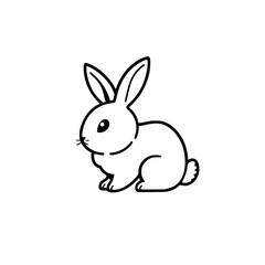Cartoonish depiction of a rabbit standing, in a white background.