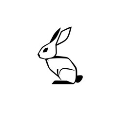 Simple profile of a rabbit in white.
