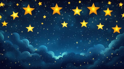 Abstract Night Sky with Glowing Stars and Bokeh Lights Background.