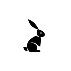 Black bunny silhouette on white background.