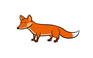 Hand drawn picture of red fox cartoon