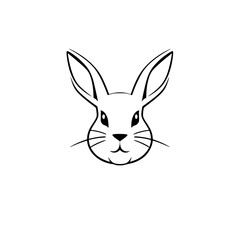 Fototapeta premium Simple Line Drawing of a Happy Bunny.