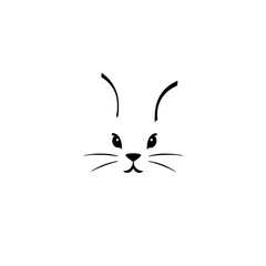 Minimalist Rabbit Face in a white background.