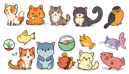 Vector cute dogs doodle set, adorable dog mini set, perfect for clothing, prints, web, tshirt design, kids room, puppy illustration, pet clipart, dog cartoon, funny dog icons, home decor