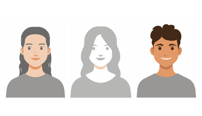 Vector default avatar profile icon, gray placeholder, man and woman, greyscale photo, user profile, person icon, social networks, resumes, forums, dating sites, blank profile, anonymous user,