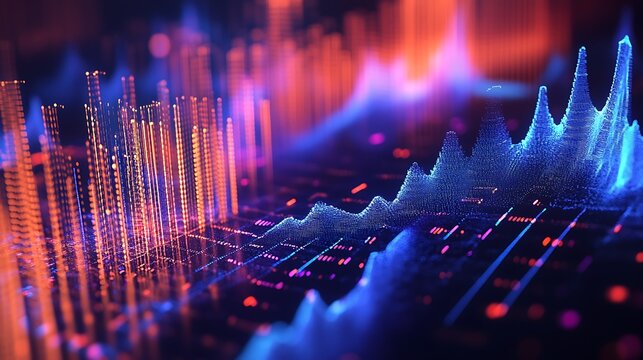 Abstract Data Visualization Showing Dynamic Financial Trends