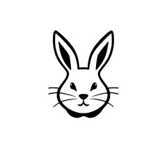 Black and white bunny rabbit illustration, front view, isolated against a white background.