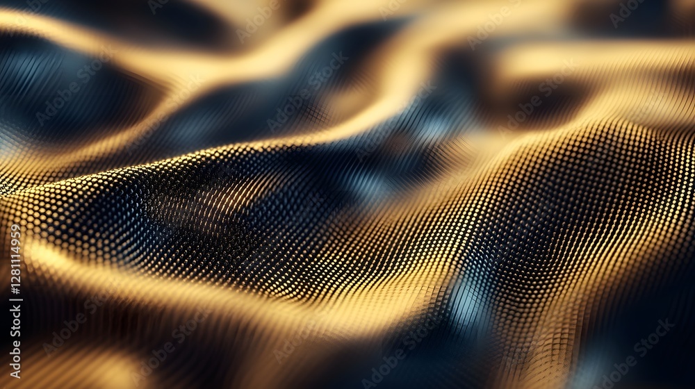 Poster abstract digital art depicting dynamic golden and dark waves. a luxurious and elegant design. abstra
