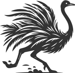 Ostrich running at full speed animal silhouette vector