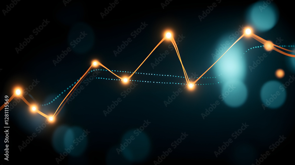 Poster analyzing data trends digital workspace graphical representation abstract environment close-up view 