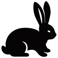 A black silhouette of a rabbit. Simple and elegant design makes it ideal for logos, icons, and artistic projects.