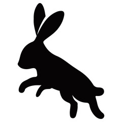A black silhouette of a rabbit. Simple and elegant design makes it ideal for logos, icons, and artistic projects.