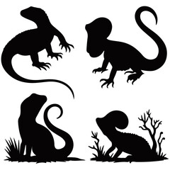 Lizard Silhouette Vector Graphic Art Illustration