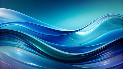 Fototapeta premium abstract waves background, flowing blues and aqua, symbolizing calmness and serenity for heartfelt Imsak postcards with copy space 