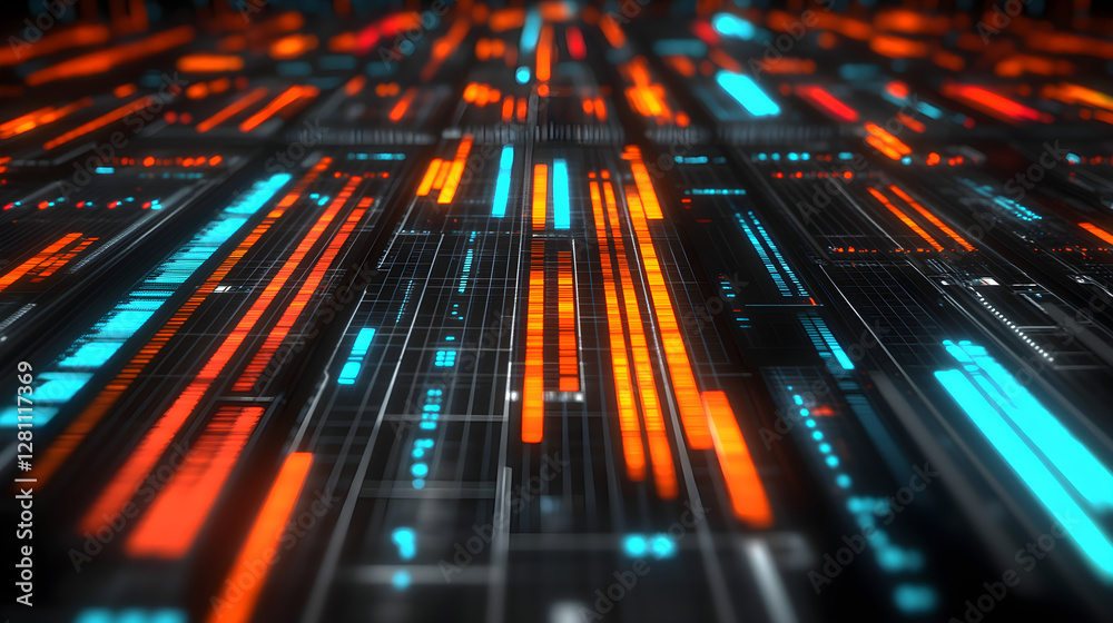 Poster dynamic data stream visualization digital environment graphic design abstract concept futuristic vie