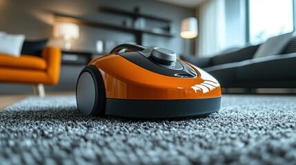A photo of a modern vacuum cleaner in action, showing its powerful suction and ease of use on different floor types.