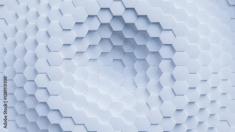 Canvas Prints abstract white 3d hexagon background, 4k seamless loop