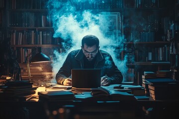 Ghostwriter In Office. Creative Ghost Writer, Generative AI