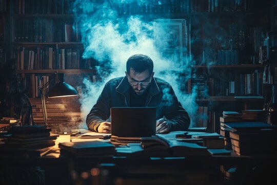Ghostwriter In Office. Creative Ghost Writer, Generative AI