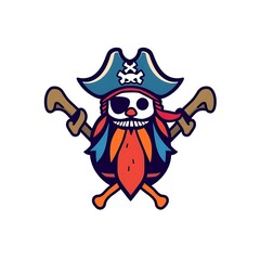 Bold Pirate Logo on White Background for Branding and Merchandise