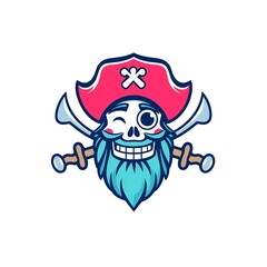 Bold Pirate Logo on White Background for Branding and Merchandise