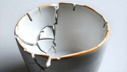 a broken vase sitting on top of a table