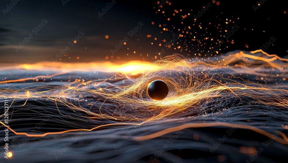 Poster rendering of a glowing green tunnel with dynamic lines