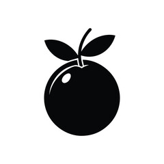 A ripe Orange leaf vector illustration, a healthy fruit icon in black and white