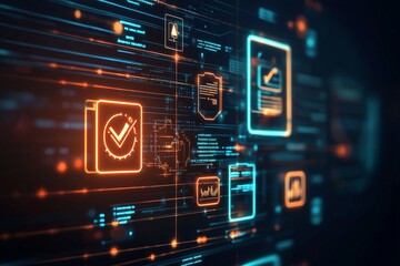 Obraz premium Cybersecurity System Data Validation and Verification Processes Interface