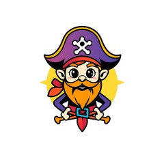 Bold Pirate Logo on White Background for Branding and Merchandise