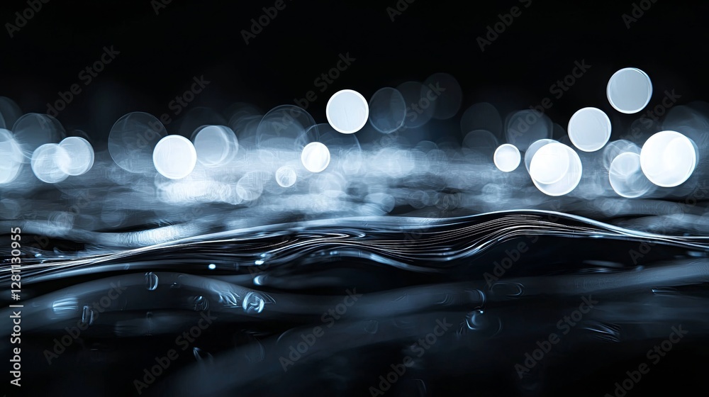 Poster futuristic abstract light pattern with glowing neon waves and dynamic energy streaks, set against a 