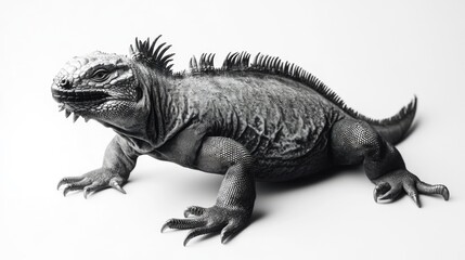 Obraz premium An extinct reptile with spikes and long claws.