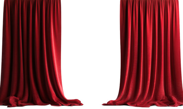 A curtain made of red velvet fabric