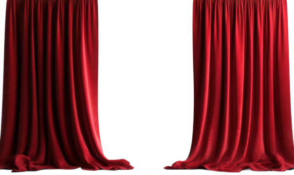 A curtain made of red velvet fabric