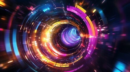 Obraz premium Abstract Neon Tunnel Of Light Speed And Energy