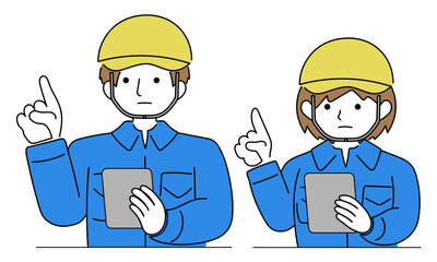 Workers pointing and checking