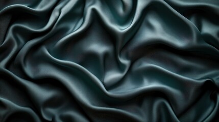 Obraz premium Draped teal silk fabric, elegant texture, background design, website banner