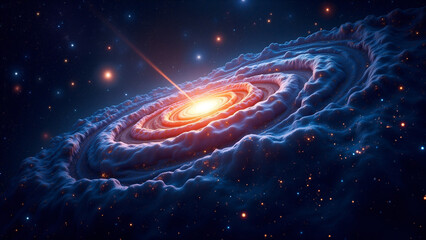 Textured Galaxy Core with Radiant Light in Deep Space