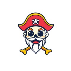 Bold Pirate Logo on White Background for Branding and Merchandise