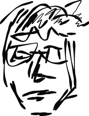 Abstract Black and White Sketch of a Face with Glasses