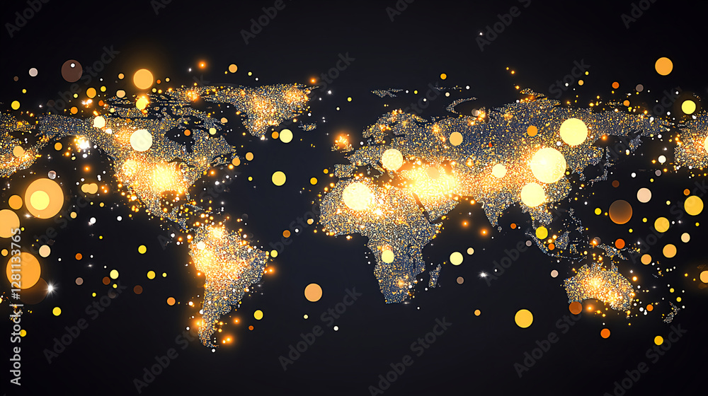 Poster global data visualization display world map digital art abstract environment aerial view connectivit