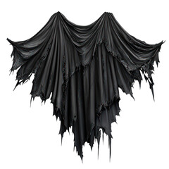 Torn and haunted vampires black cape isolated on transparent background