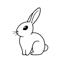 A minimalist illustration of a rabbit, shown in side profile, against a white background.
