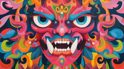 Obraz premium Vibrant artwork of abstract robots incorporating retro-futuristic design and swirling colors, perfect for projects related to tech and music