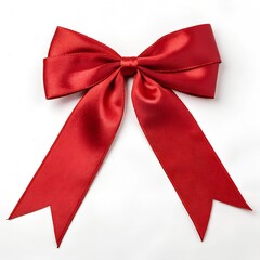Elegant Red Ribbon Bow Isolated on White Background or Transparent Background
