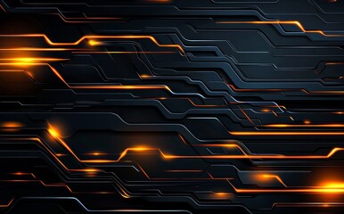 A dark backdrop illuminated by vibrant, glowing orange lines symbolizing futuristic technology