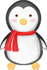 watercolor penguin character