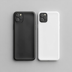 white mobile phone with blank screen 
