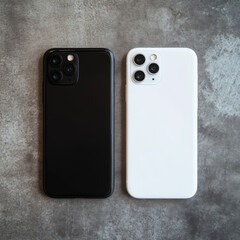 smart phone isolated on white background black and white